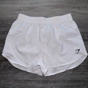 White gym shark athletic shorts